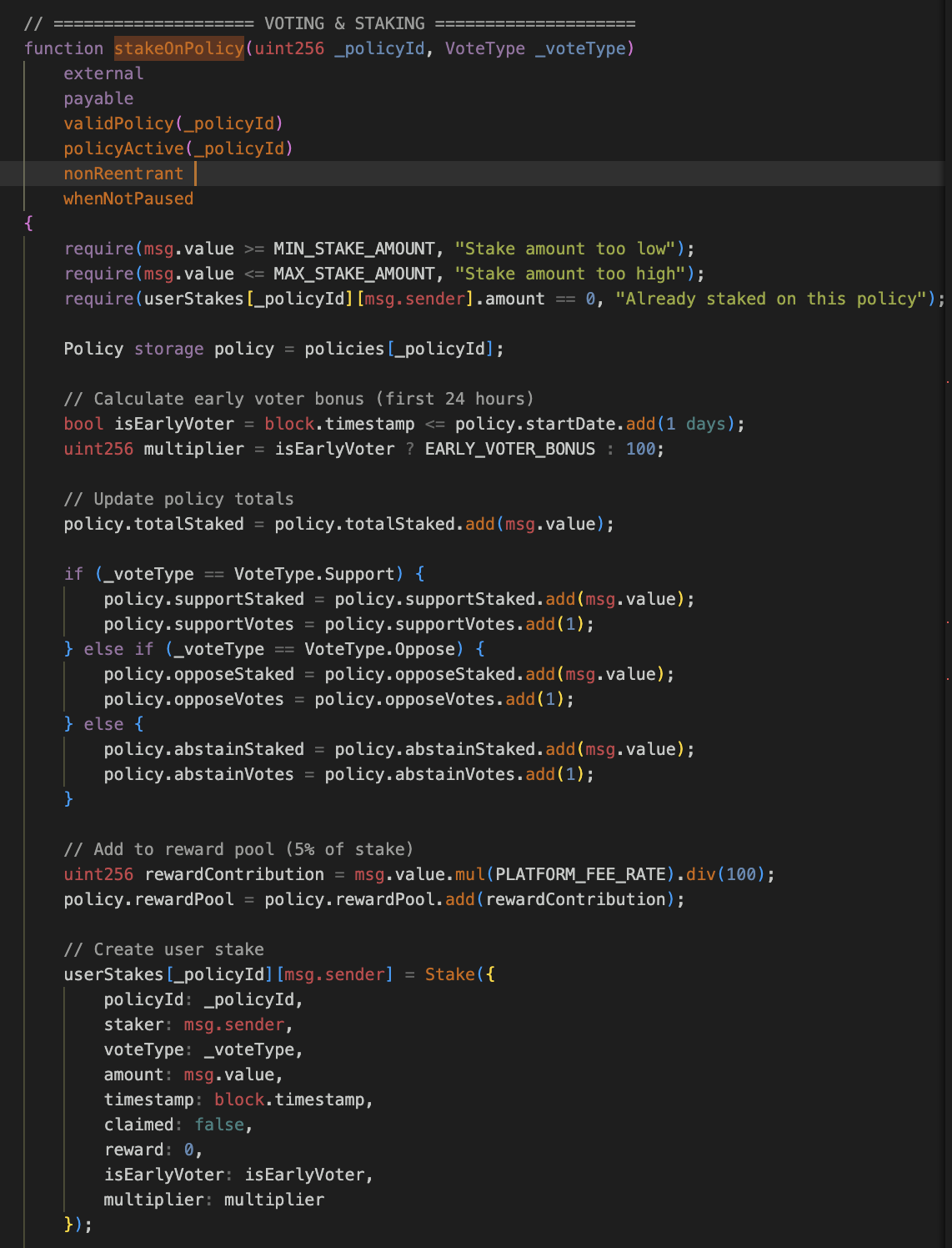 스테이킹 코드 예시 1